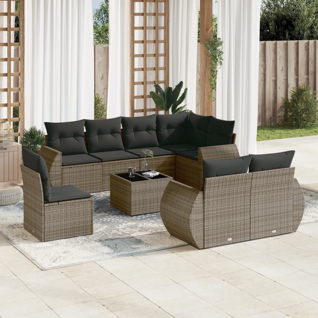 8Dílná Zahradní Sedací Souprava S Poduškami Černá Polyratan
