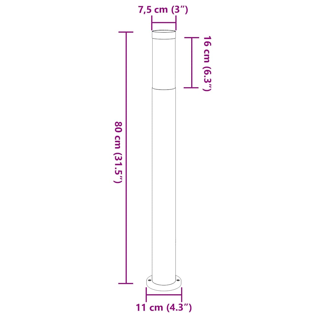 Sloupková Světla 3 Ks 80 Cm Nerezová Ocel Ip44