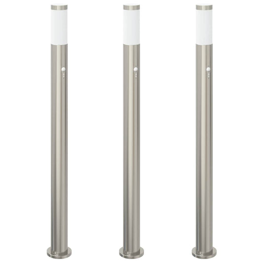 Sloupková Světla Se Senzorem 3 Ks 110 Cm Nerezová Ocel Ip44