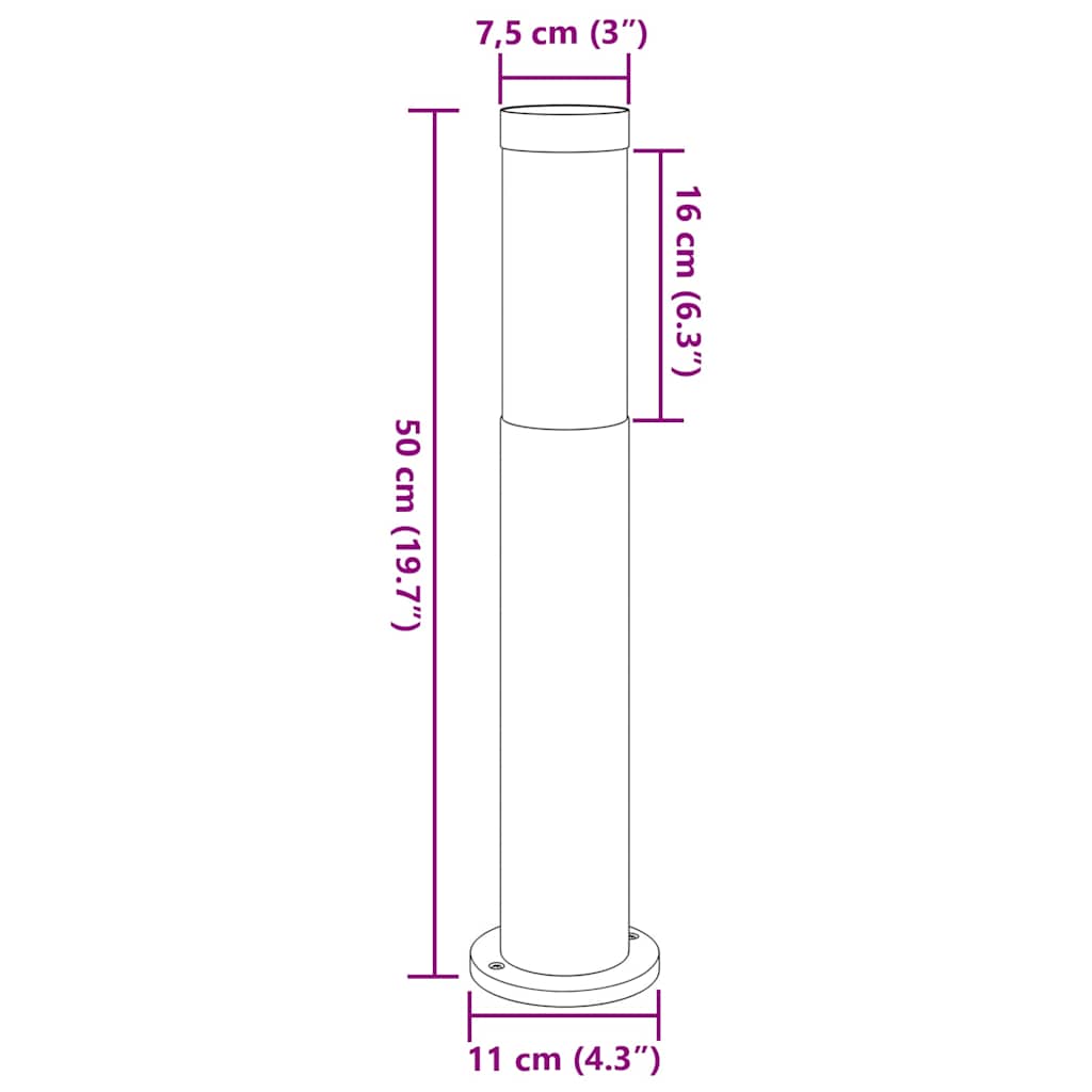 Sloupková Světla 3 Ks 50 Cm Nerezová Ocel Ip44