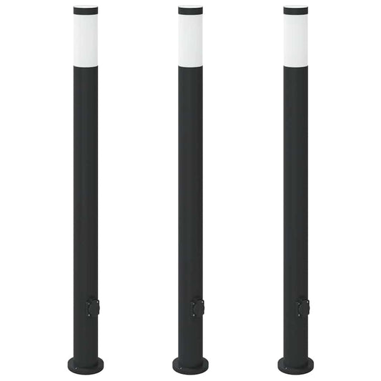 Sloupková Světla Se Zásuvkou 3 Ks 110 Cm Nerezová Ocel Ip44