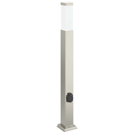 Sloupkové Svítidlo Se Zásuvkou 80 Cm Nerezová Ocel Ip44