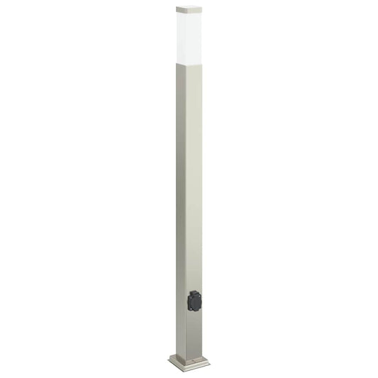 Sloupkové Svítidlo Se Zásuvkou 110 Cm Nerezová Ocel Ip44