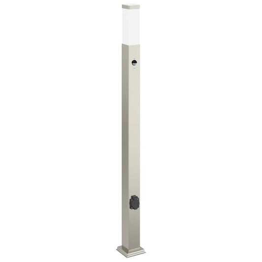 Sloupkové Svítidlo Se Senzorem A Zásuvkou 110 Cm Nerezová Ocel Ip44