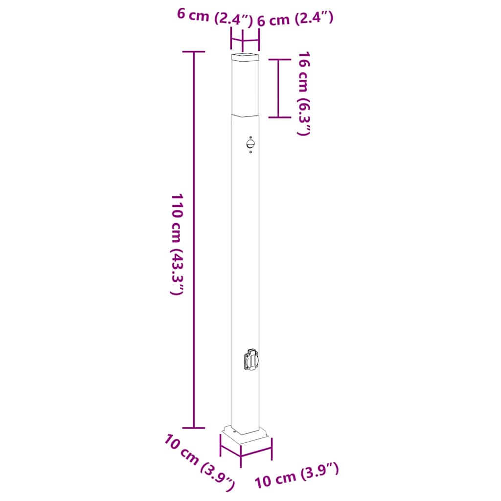 Sloupková Světla Se Senzorem A Zásuvkou 3 Ks 110 Cm Nerezová Ocel Ip44