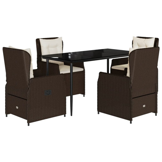 5Dílný Zahradní Jídelní Set S Poduškami Hnědý Polyratan