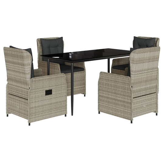 5Dílný Zahradní Jídelní Set S Poduškami Světle Šedý Polyratan