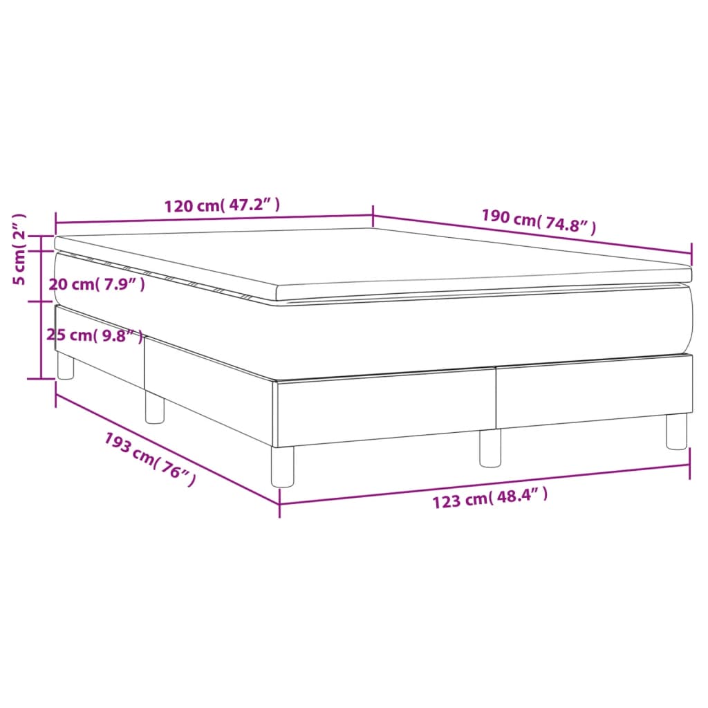 Box Spring Postel S Matrací Světle Šedá 120X190 Cm Samet
