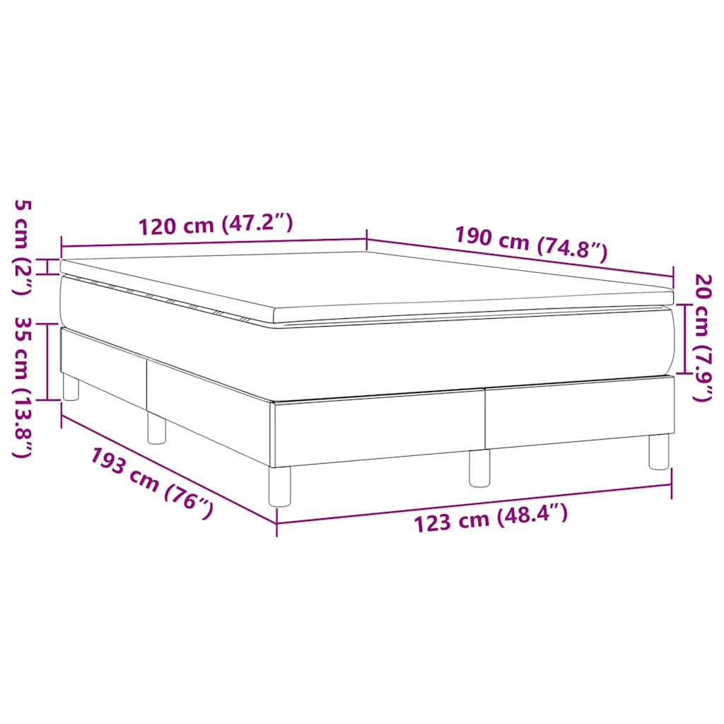 Box Spring Postel S Matrací Tmavě Hnědá 120X190 Cm Textil