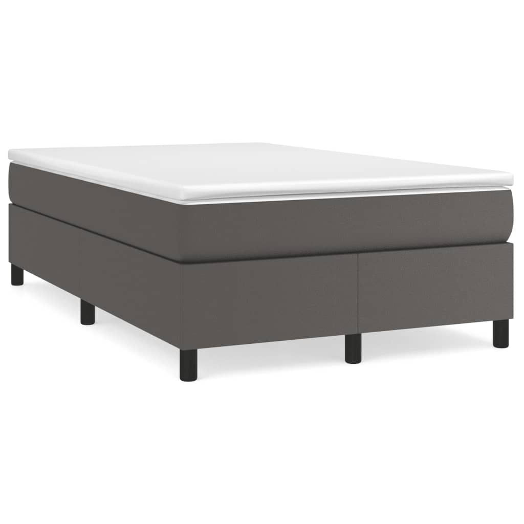 Box Spring Postel S Matrací Šedá Umělá Kůže Šedá