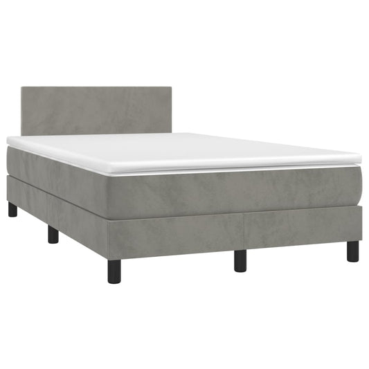 Box Spring Postel S Matrací Samet Světle Šedá