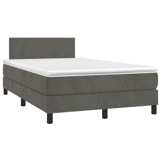 Box Spring Postel S Matrací Tmavě Šedý Samet Tmavě Šedá