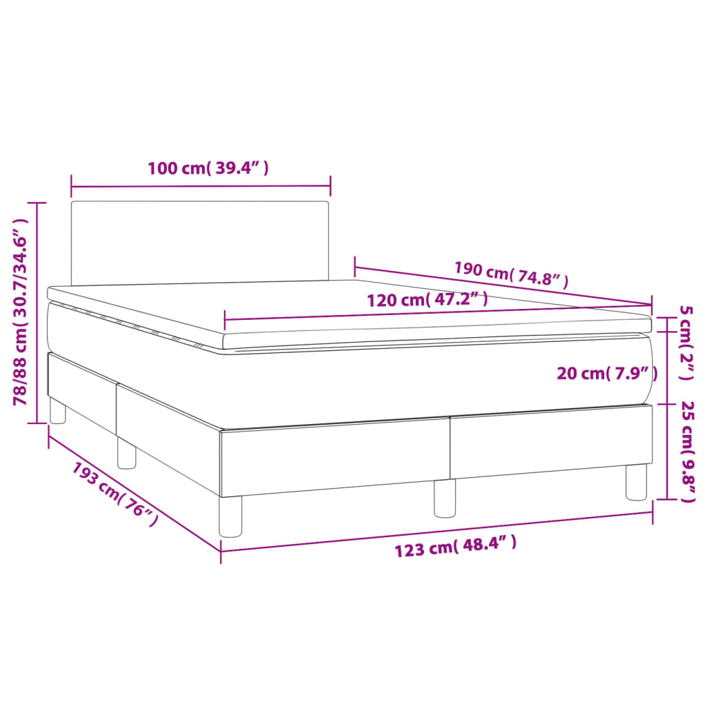 Box Spring Postel S Matrací Tmavě Šedý Samet Tmavě Šedá