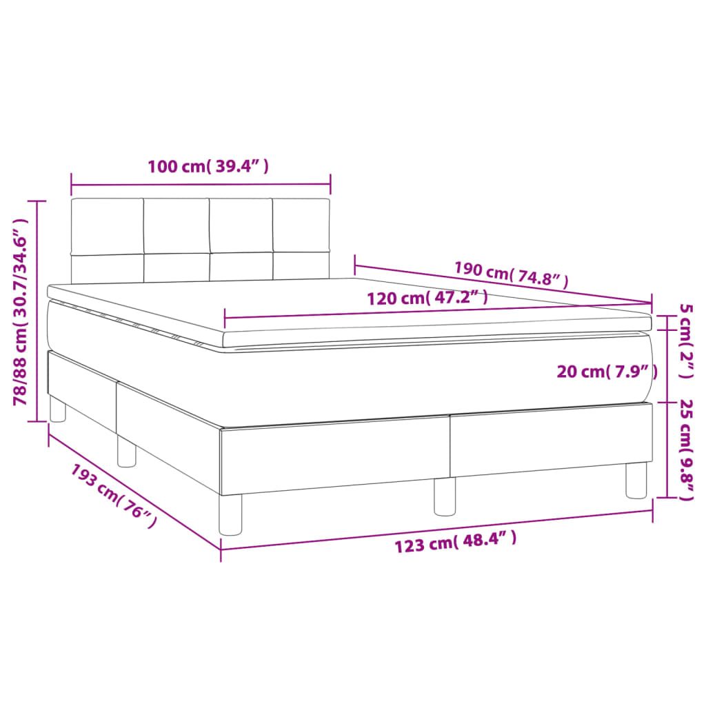 Box Spring Postel S Matrací Černá 120 X 190 Cm Samet