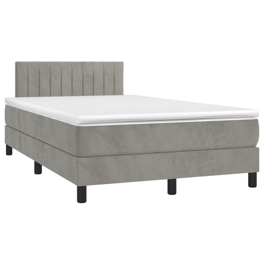 Box Spring Postel S Matrací Samet Světle Šedá