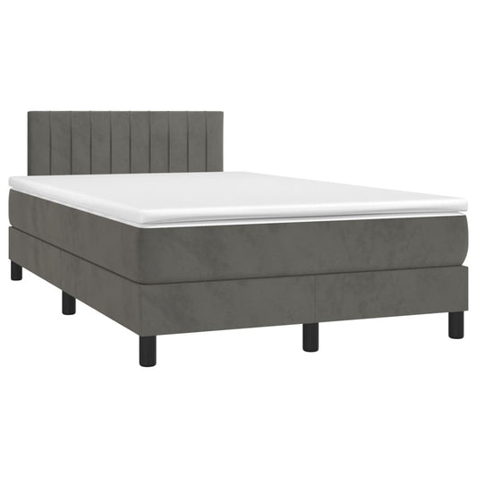 Box Spring Postel S Matrací Tmavě Šedý Samet Tmavě Šedá