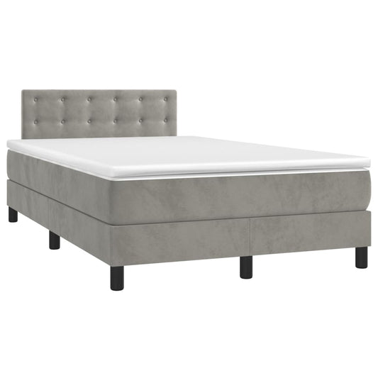 Box Spring Postel S Matrací Samet Světle Šedá