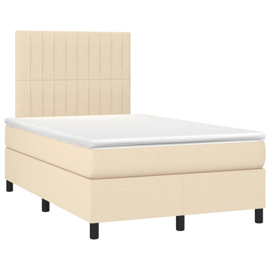 Box Spring Postel S Matrací Textil Krémová