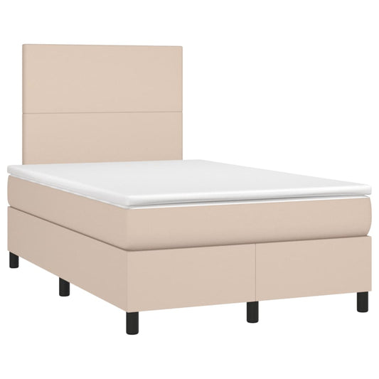 Box Spring Postel S Matrací Umělá Kůže Cappuccino