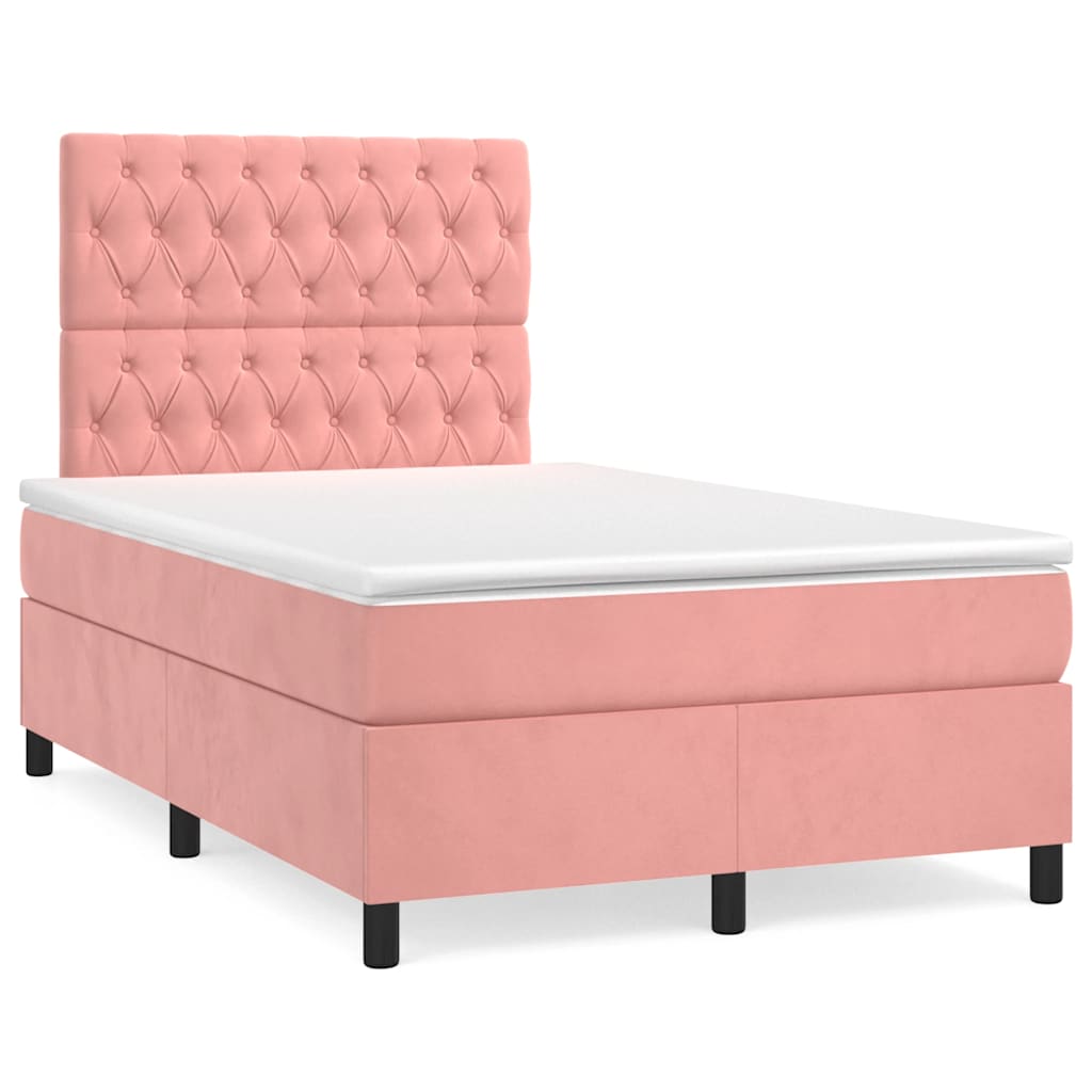 Box Spring Postel S Matrací Samet Růžová