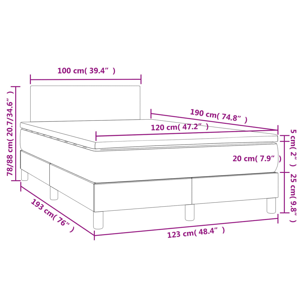 Box Spring Postel Matrace A Led Cappuccino 140X190Cm Umělá Kůže
