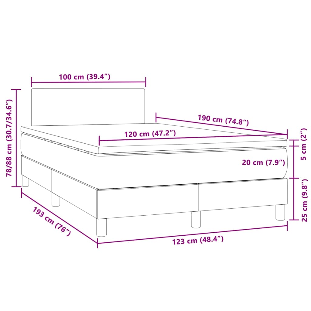 Box Spring Postel S Matrací A Led Samet Světle Šedá