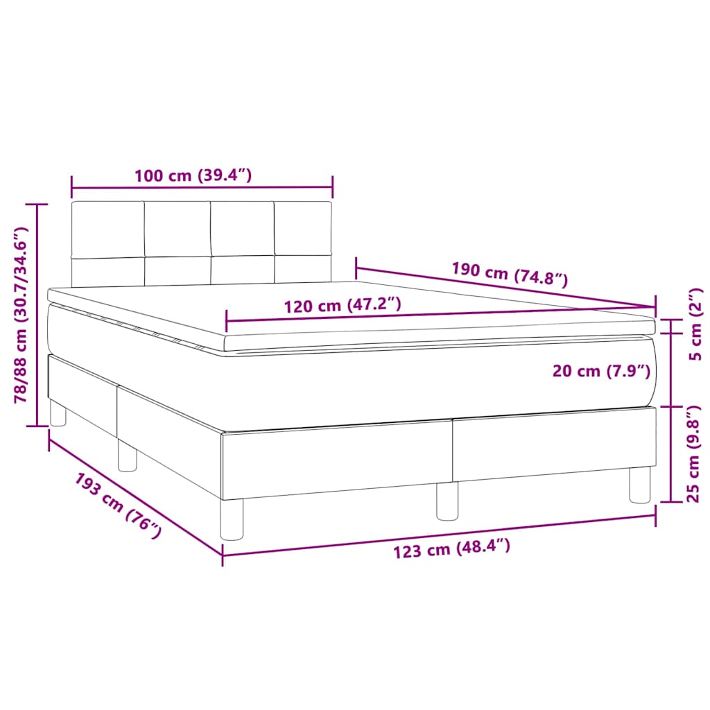 Box Spring Postel S Matrací A Led Samet Tmavě Šedá