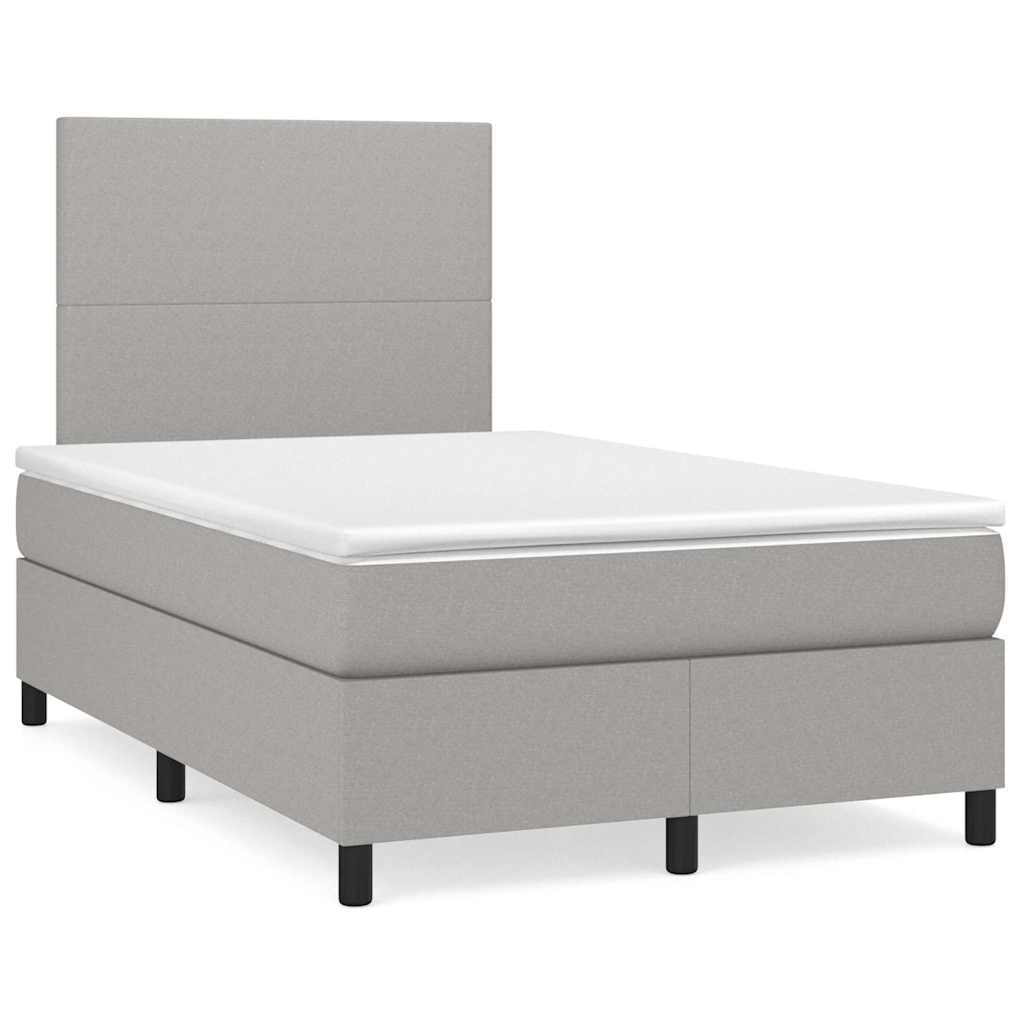 Box Spring Postel S Matrací A Led Textil Světle Šedá