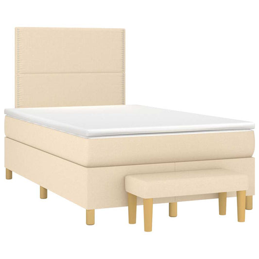 Box Spring Postel S Matrací Textil Krémová