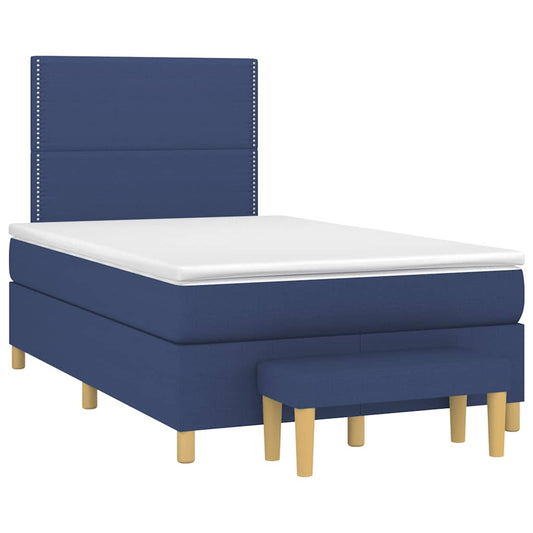 Box Spring Postel S Matrací Černá Textil Modrá
