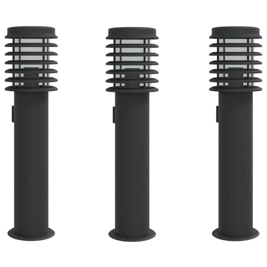 Venkovní Stojací Lampy 3 Ks Černé 60 Cm Ocel Černá