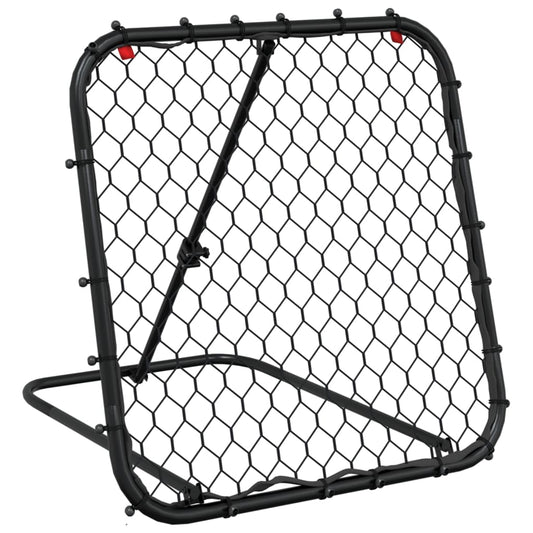 Fotbalový Rebounder Nastavitelný Černý 84 X 73 X 60–80 Cm Ocel Mangovníkové Dřevo (Přírodní)