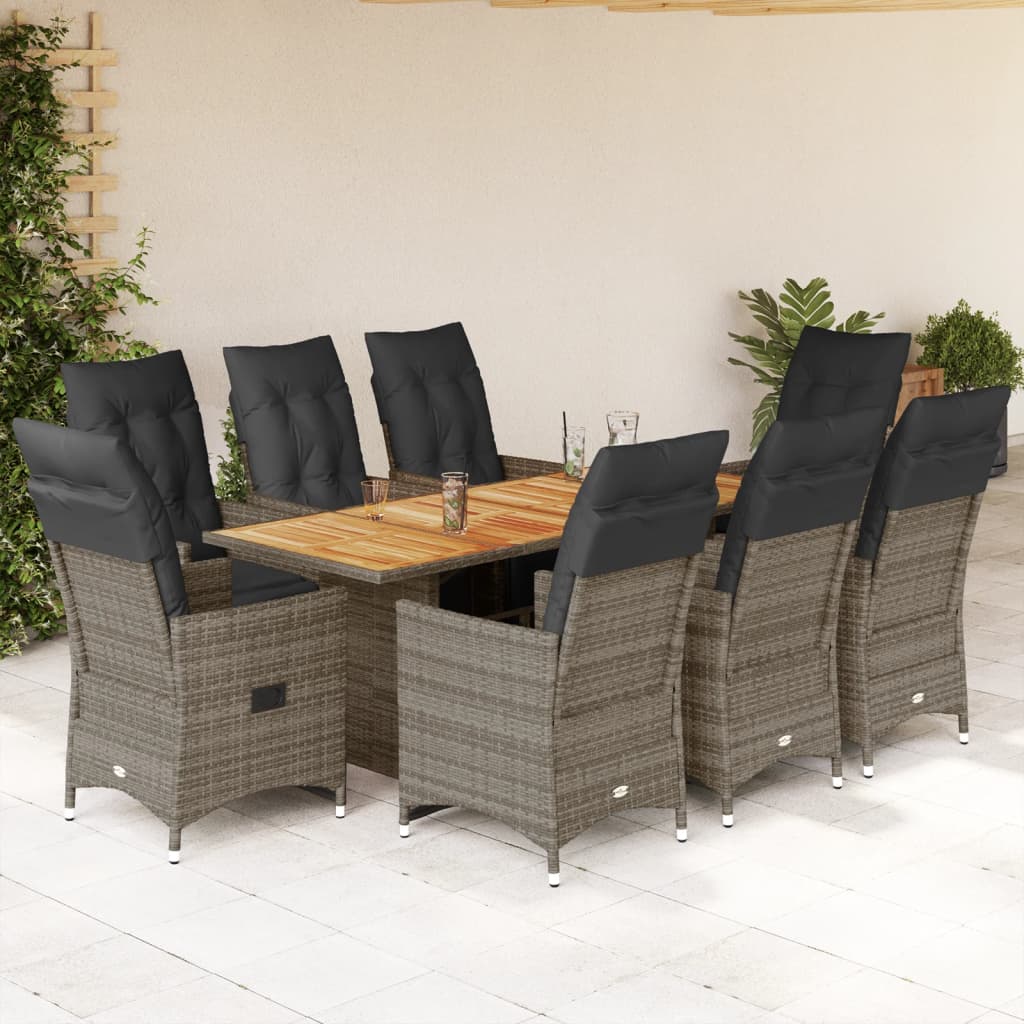 5Dílný Zahradní Bistro Set S Poduškami Šedý Polyratan