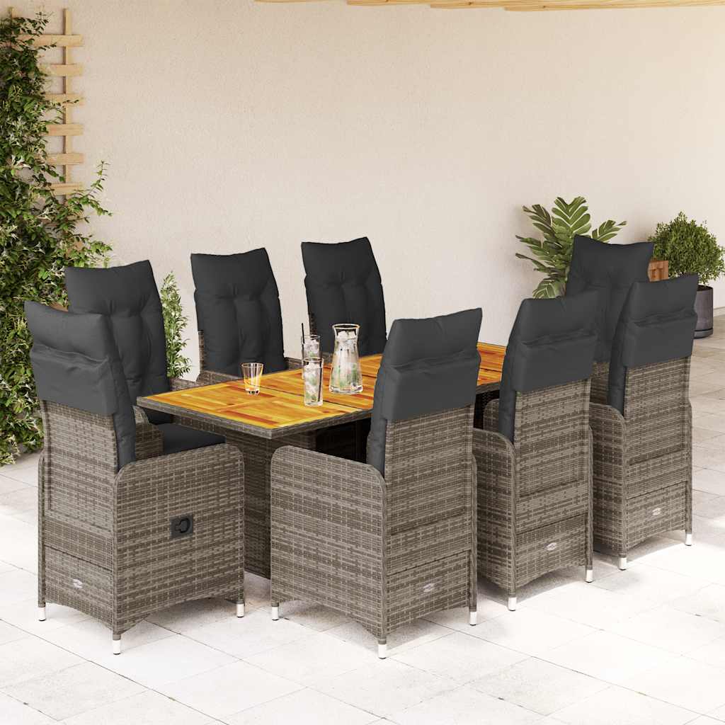 3Dílný Zahradní Bistro Set S Poduškami Šedý Polyratan