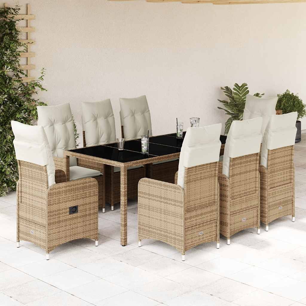 7Dílný Zahradní Bistro Set S Poduškami Béžový Polyratan