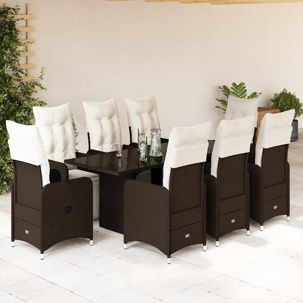 5Dílný Zahradní Bistro Set S Poduškami Hnědý Polyratan