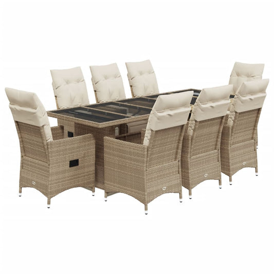 9Dílný Zahradní Bistro Set S Poduškami Béžový Polyratan