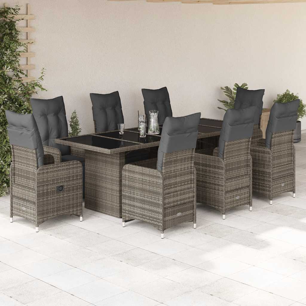 11Dílný Zahradní Bistro Set S Poduškami Hnědý Polyratan