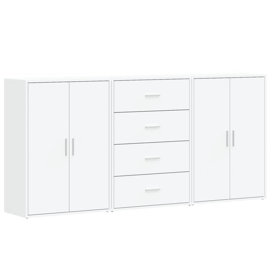 Příborníky 3 Ks Bílé 60 X 31 X 84 Cm Kompozitní Dřevo