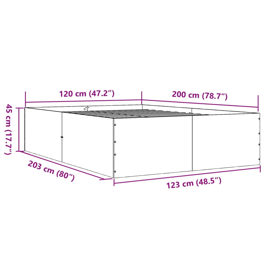Rám Postele Bílý 120 X 200 Cm Kompozitní Dřevo