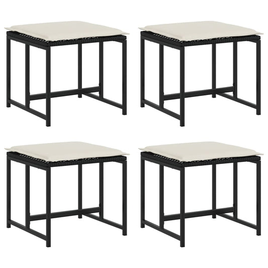 Zahradní Stoličky S Poduškami 4 Ks Černé Polyratan