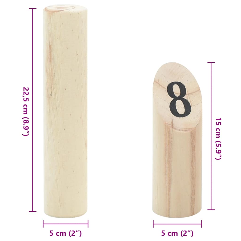 13Dílná Herní Sada Kubb S Čísly Přenosný Vak Masivní Borovice