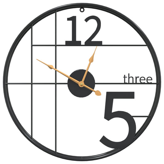 Nástěnné Hodiny Černé Ø 50 Cm Železo