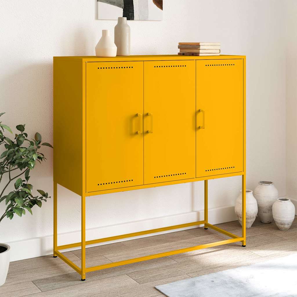 Skříň Highboard Olivově 100,5 X 39 X 107 Cm Ocel