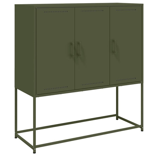 Skříň Highboard Olivově 100,5 X 39 X 107 Cm Ocel