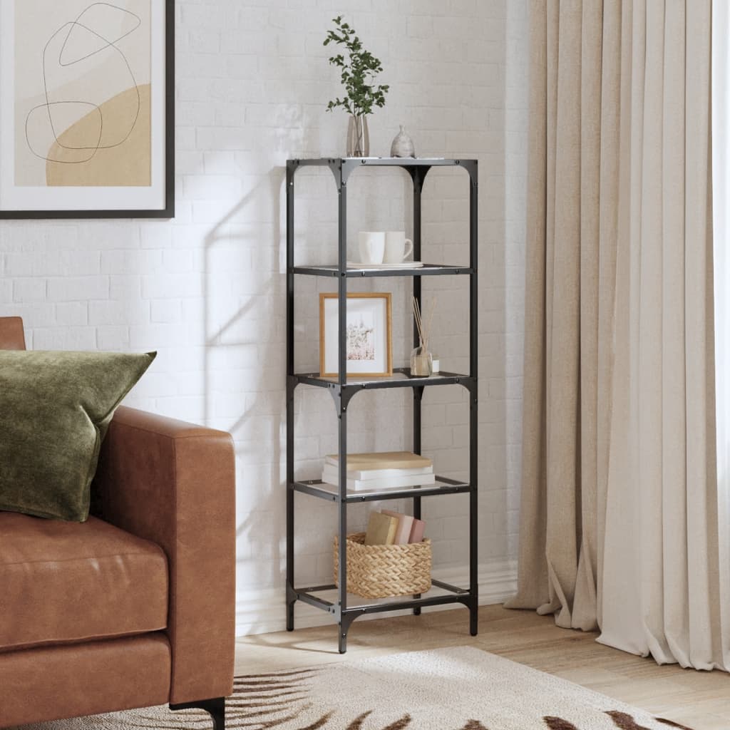 Úložný Regál S Průhlednou Skleněnou Deskou 40X30X195 Cm Ocel
