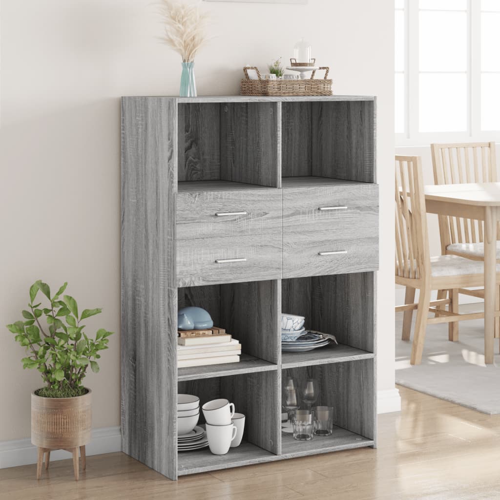 Skříň Highboard 80 X 42,5 X 124 Cm Kompozitní Dřevo