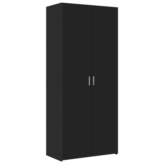 Skříň Highboard Černá 80 X 42,5 X 185 Cm Kompozitní Dřevo