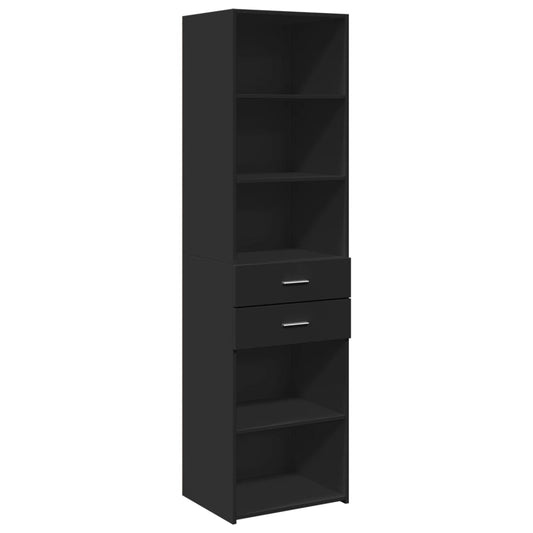 Skříň Highboard Černá 50 X 42,5 X 185 Cm Kompozitní Dřevo