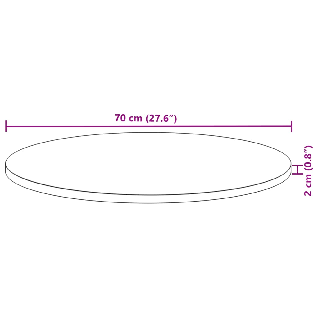Stolní Deska Kulatá Ø 70 X 2 Cm Masivní Akáciové Dřevo